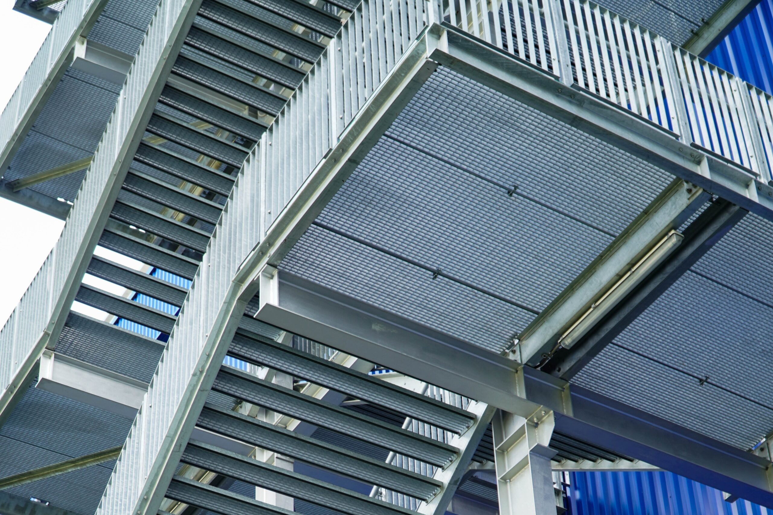 steel staircase structure outside the building,fire escape stair steel.